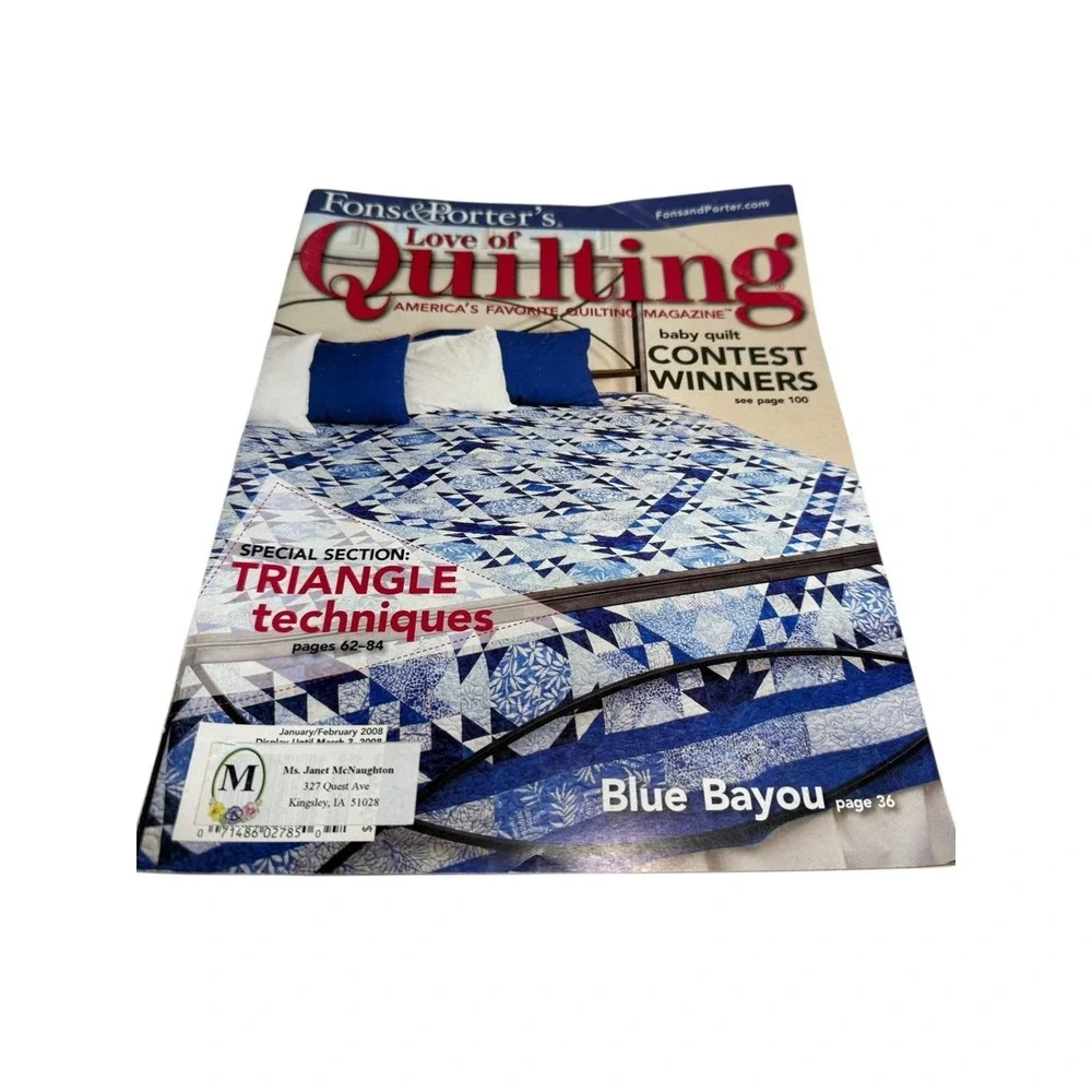 Fons Porters Love of Quilting Magazine Jan Feb 2008 Triangle Techniques Patterns